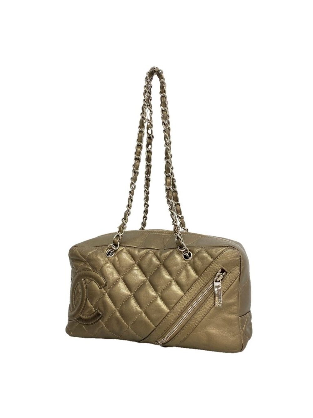 Chanel Shoulder Bag Cambon Lambskin Gold Silver